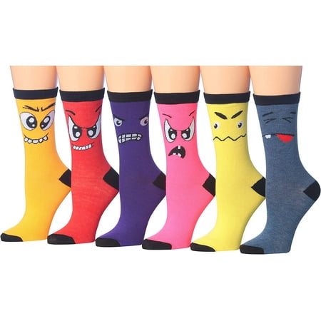 

Colorfut Women s 6-Pairs Colorful Funky Patterned Crew Dress Socks WC82-A
