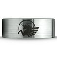 thumbnail image 2 of Tungsten Unicorn Pegasus Horse Creature Band Ring 8mm Men Women Comfort Fit Brushed Gray Flat Cut Black Polished, 2 of 4