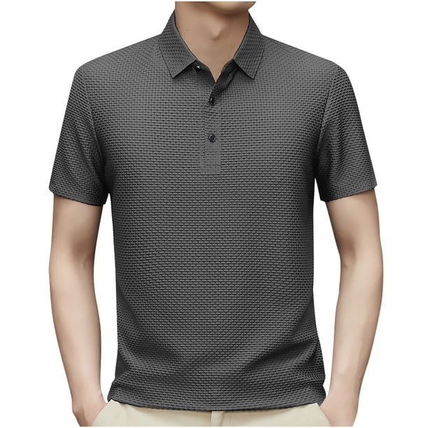 Camiseta Vestido Botón de Solapa Rayas Suelta Camisa Casual, Camisas de Vestido para Hombre