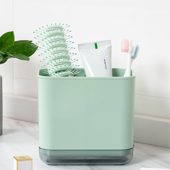 LEORX 1Pack Countertop Cutlery Drying Holder Green Plastic Drain Rack for Kitchen Supplies