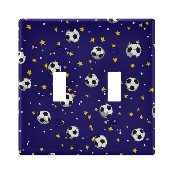 Blue Star Pattern Toggle Switch Wall Plate 2-Gang Unbreakable Durable PC Flush Fit Round Edge 4.48x4.56in