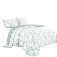 thumbnail image 3 of Mint Green & White Floral Pattern 3-Piece Reversible Cotton Bedspread Set,King, 3 of 4