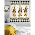 thumbnail image 3 of Spring Bee Gnomes Sheer Curtains 72 Inch Length 2 Panels Set Window Treatments, Sunflowers Black Checkered Rod Pocket Semi Curtains for Living Room/Bedroom/Kitchen Décor, 104"W x 72"L, 3 of 7