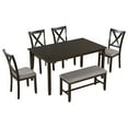 6 Piece Dining Table Set for 6, Wood Kitchen Table Set with 4 Chairs