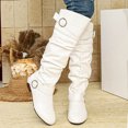 thumbnail image 3 of Pandaie Slouchy Knee High Boots for Women Classic Faux Suede Leather Low Heel Zip Pull on Fashion Long Tall Riding Boot for Fall Winter, 3 of 9