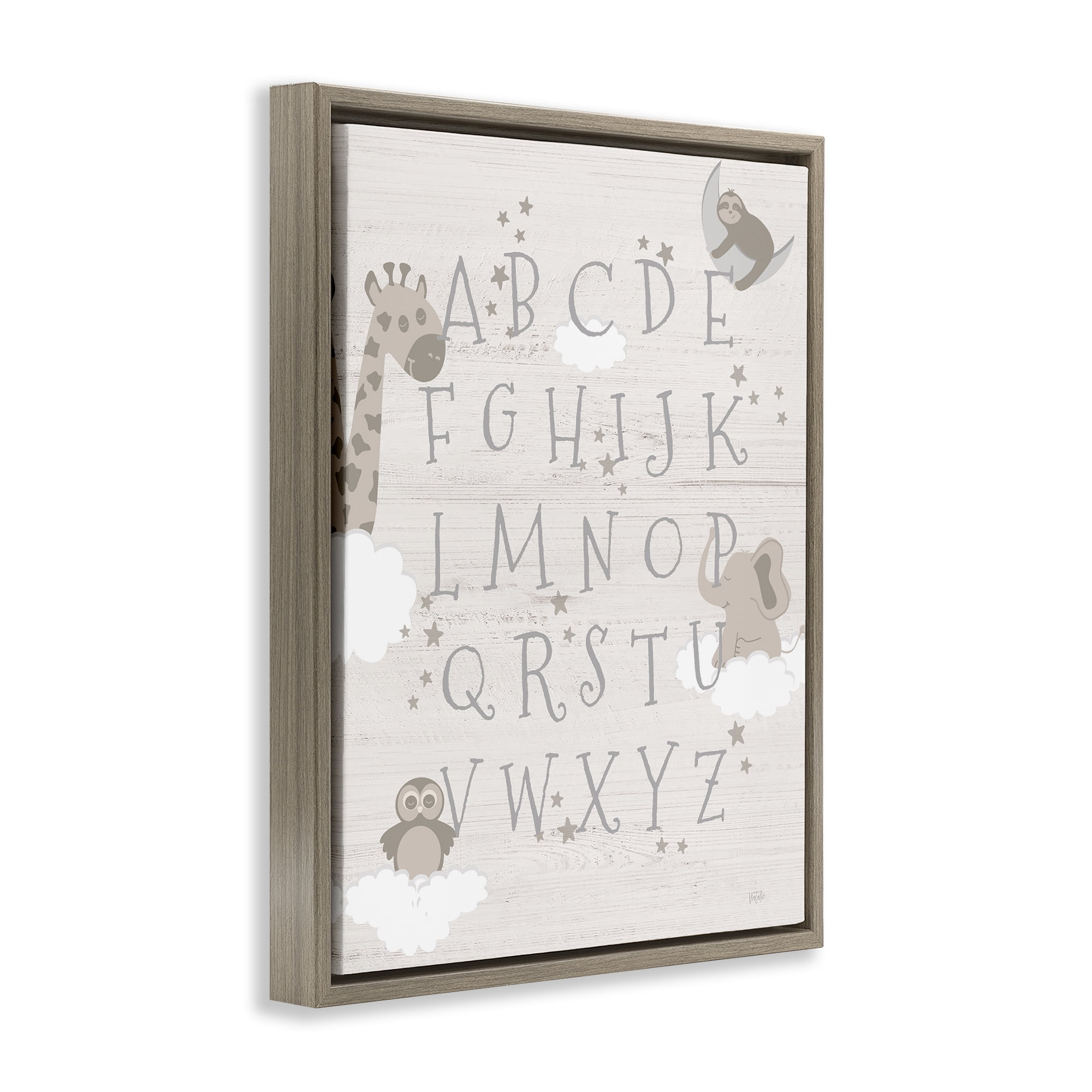 Stupell Industries Neutral Beige Alphabet Animals & Insects Painting Brown Floater Framed Art Print Wall Art, 25 x 31