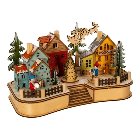 Kurt Adler 7.08-Inch Battery-Operated Village Musical LED House with Motion