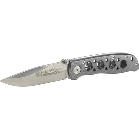 S&W Knives CK105H Extreme Ops Folder, 3.22", 400 Stainless Steel, Drop Point, Plain Silver
