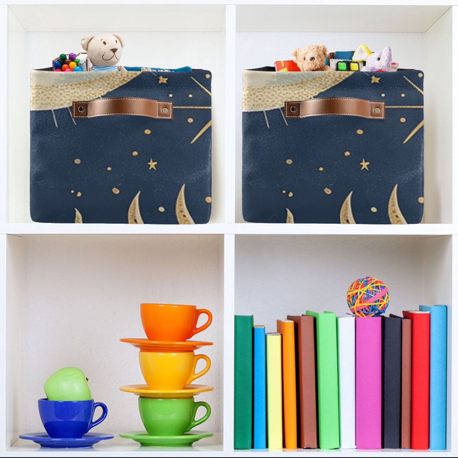 Whimsical Sun and Moon Storage Bins Baskets With Handles Storage Box Clothes Organizer Organization Toys