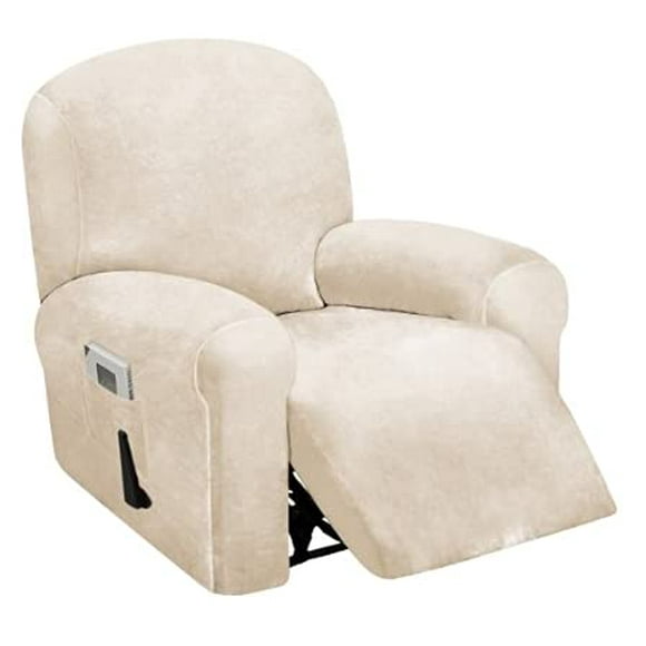 Funda reclinable ULTICOR para 1 asiento, terciopelo elástico, color marfil