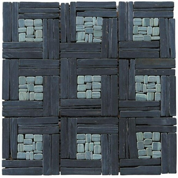 Intrend Tile LS012-S Mélange Mosaïque Motif Panier - Ardoise Noire