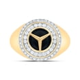 thumbnail image 2 of 10kt Yellow Gold 1/3 Cttw Natural Diamond 10 Mm Round Onyx Black Mens Ring, Men Size: 8-12, 2 of 4