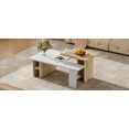 thumbnail image 6 of Euroco 2-Piece Nesting Coffee Table Set for Living Room, Modern Round Coffee Tables with Wood Grain Veneer, Space-Saving Layered Design, Particle Board Construction, 6 of 9