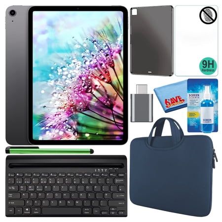 Apple 10.9" iPad Air (2022, 64GB, M1 Chip, Wi-Fi, Space Gray) (MM9C3LL/A) Bundle with Blue Zipper Sleeve + Screen Protector + TPU Case + Keyboard + LCD Cleaner