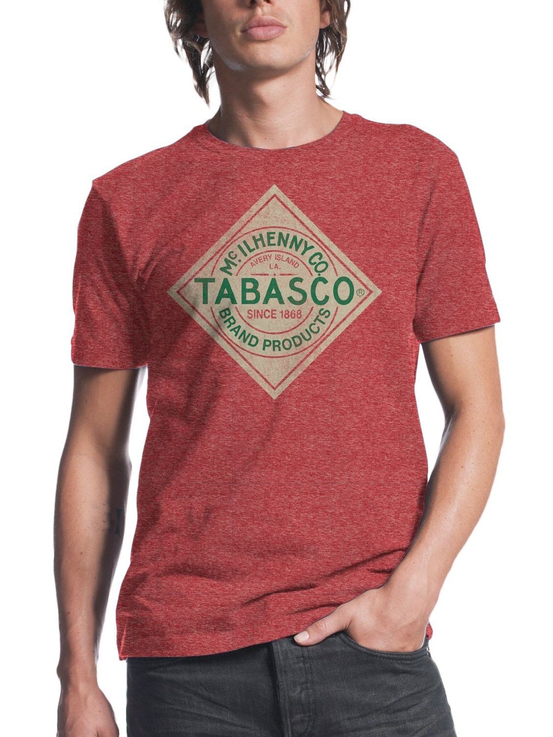 TABASCO Tabasco Logo Mens Red Heather Tshirt