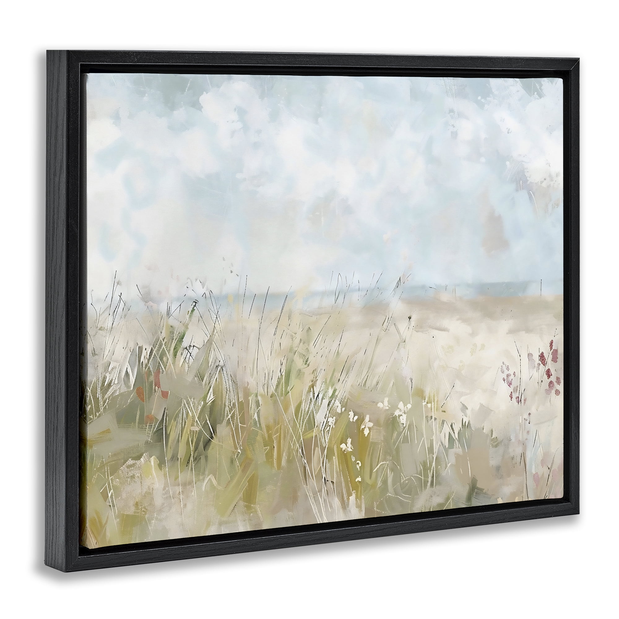 Stupell Industries Flowers By The Ocean Black Framed Floater Canvas Wall Art, design by Creative Studio