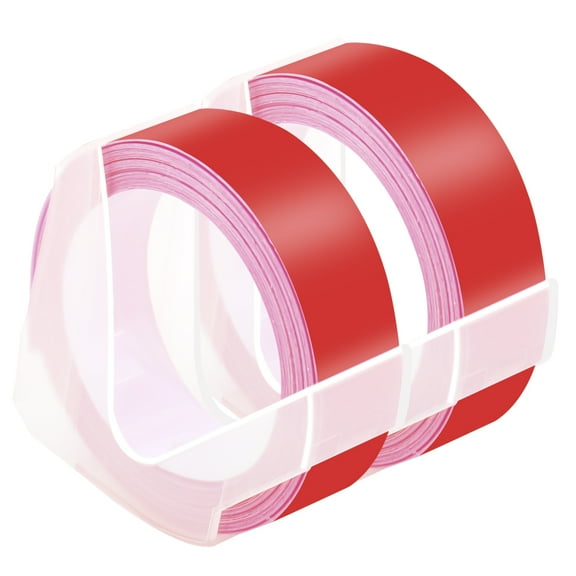 NineLeaf 2 Pack Compatible for Dymo 521202 3D Plastic Embossing Label 1/2'' x 9.8' White on Red Label Tape