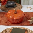 thumbnail image 3 of Smith & Clark 2 Quart Pumpkin Enameled Cast Iron Dutch Oven Casserole Pot with Lid, Orange, 3 of 10