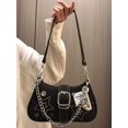 thumbnail image 2 of Y2k American Vintage Poster Graffiti Millennium Star Denim Crossbody Bag with Lightweight Chain Strap, 2 of 6