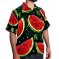 thumbnail image 2 of Watermelon Men's Poplin Shirt, Casual Short Sleeve Printed Button Down Summer Beach Unisex Shirts, 2 of 6