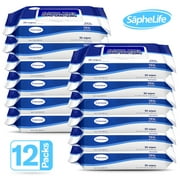 SapheLife Hand Sanitizer Wipes 75% Alcohol based antibacterial wet wipe, 40 ct, Pack of 12