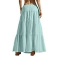 thumbnail image 6 of Chiccall Women's Fall Casual Maxi Skirt Flowy Smocked Ruffle Tiered A-Line Skirts Lightweight Elastic High Waist Drawstring Boho Pleated Dresses, 6 of 7