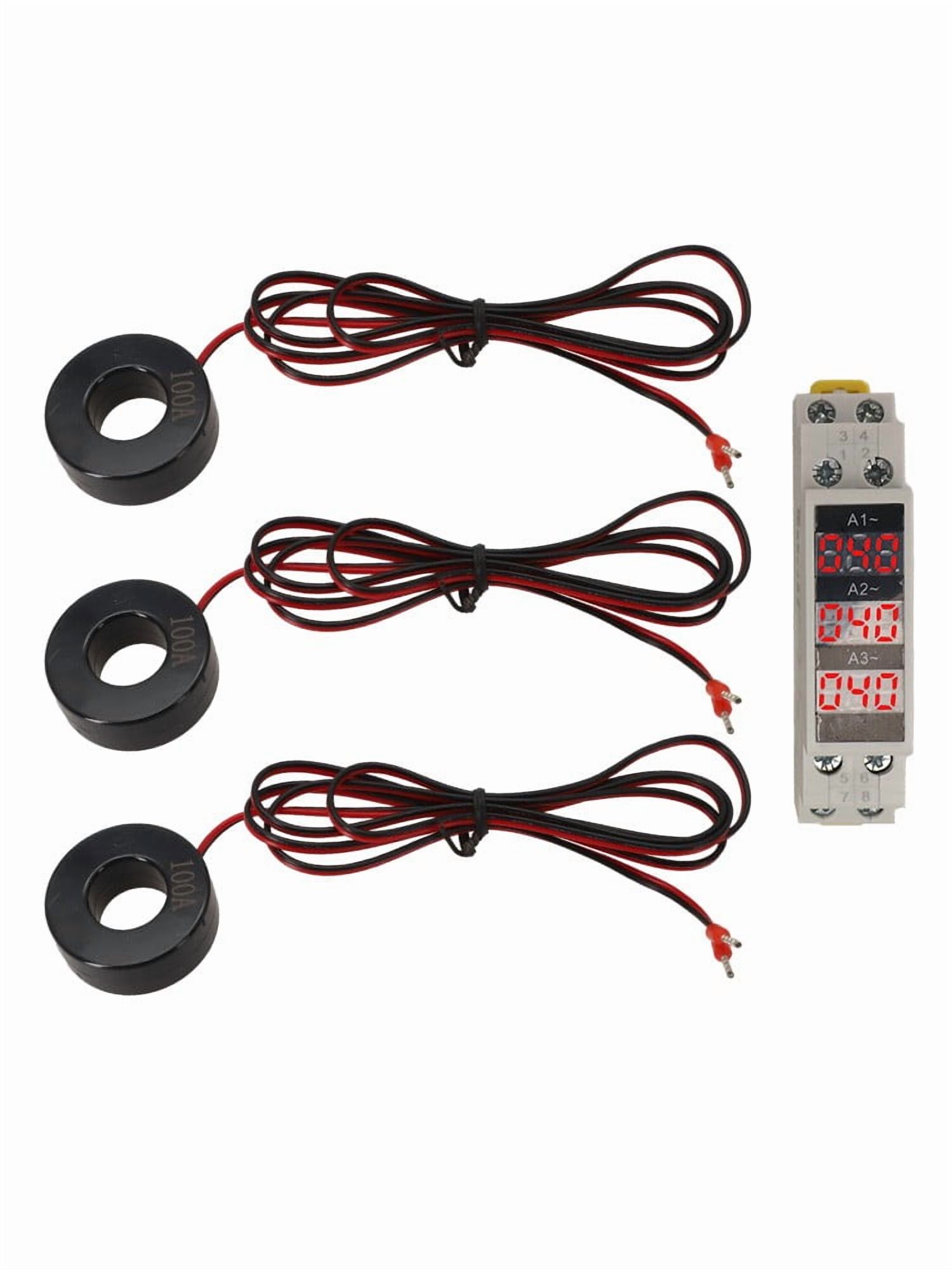 RANMEI Led Mini Din Rail Digital Display Three-Phase Ammeter Single-Phase Voltag Current Herz Meter Volt Amp Herz 1-100A Ac80-500