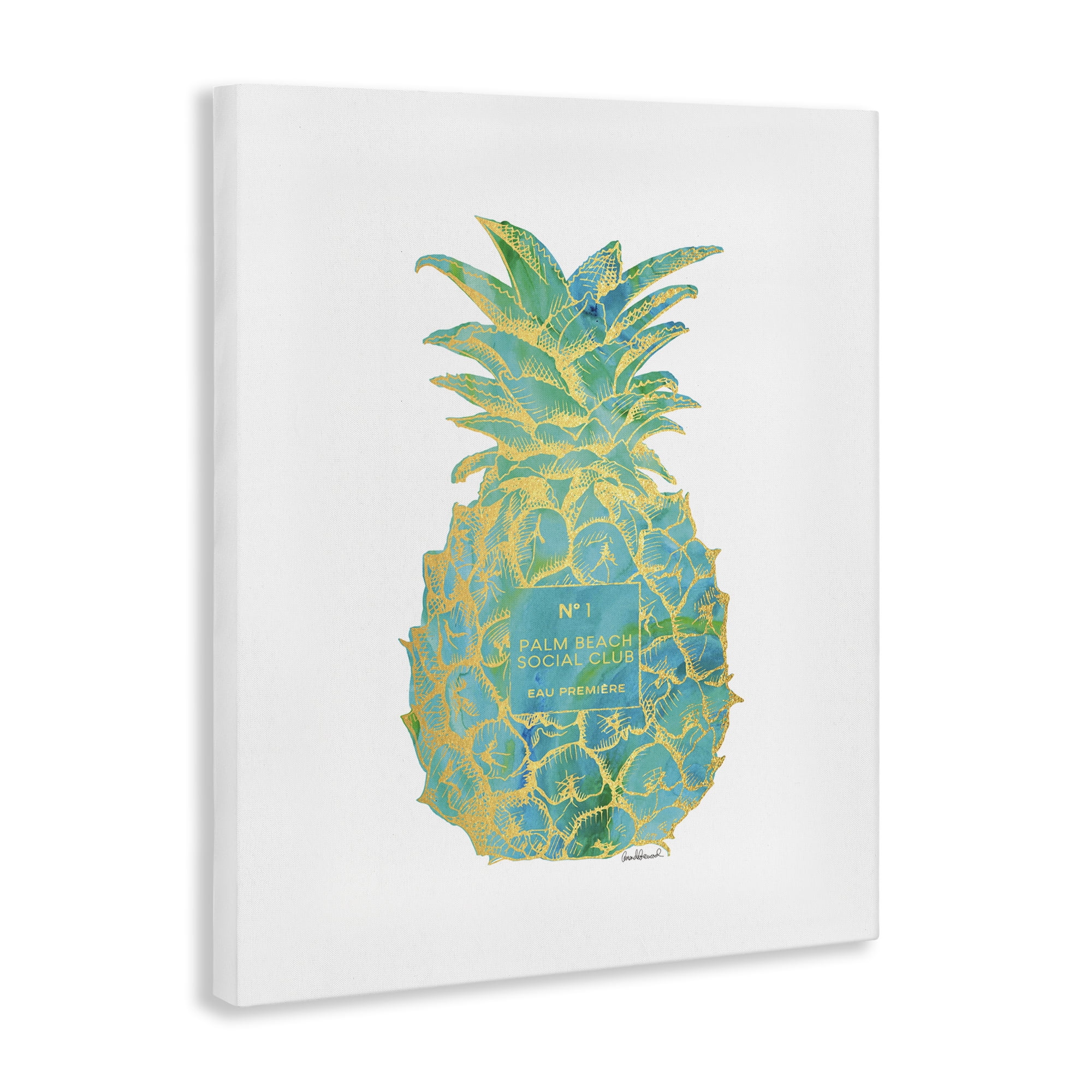 Stupell Industries Glam Detailed Pineapple Food & Beverage Painting Wrapped Canvas Art Print Wall Art, 30 x 40