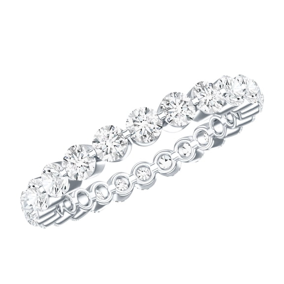 Rosec Jewels Certified Moissanite Eternity Ring for Women, Round Shape Moissanite Ring in Floating Setting, 925 Sterling Silver, US 4.00