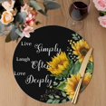 thumbnail image 3 of Yellow Sunflowers Round 15 Inch Placemats Set of 4, Farmhouse Floral Rustic Botanical Black HeatResistant Non Slip Place Mats for Dining Table, Wipeable Braided Kitchen Table Mats for Housewarming, 3 of 9