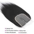 thumbnail image 4 of SEGO Straight Human Hair Bundles with Closure 100% Unprocessed Virgin Human Hair with 4x4 Middle T Part Lace Closure Natural Black Cleanrance, 4 of 8