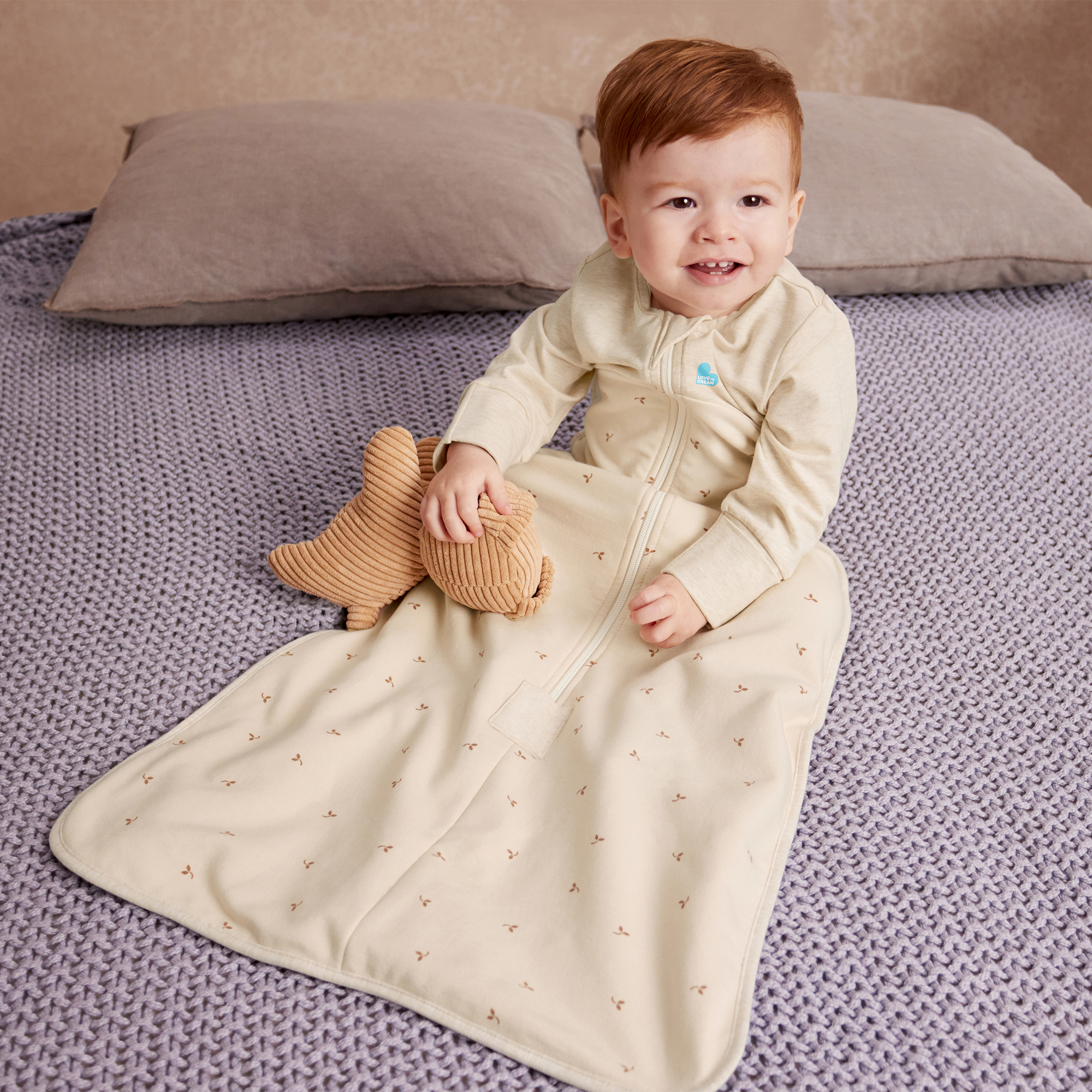 Love to Dream Long Sleeve Sleep Bag Wearable Blanket Organic Cotton Fleece 1.5 TOG, 6-18M Oat Twigs