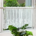 thumbnail image 2 of Floral Lace Valance Curtain Embroidery Semi Sheer Short Window Curtain for Kitchen Cafe Dinning Bath Room, 51x16inch, 2 of 7