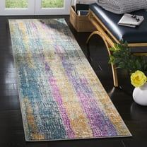 SAFAVIEH Madison Mariko Abstract Runner Rug, Blue/Fuchsia, 2'3" x 8'