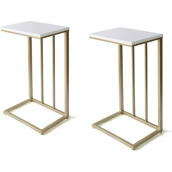 Christopher Knight Home Baywinds Modern Glam C Side Table, Set of 2, White and Champagne Gold