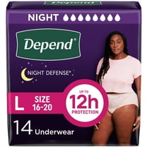 Depend Night Defense Incontinence Underwear for Women, Adult Diapers, L, 14 Count