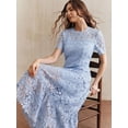 thumbnail image 6 of Sky Blue Lace Midi Dress With Short Sleeve And High-Low Ruffled Hem, 6 of 30