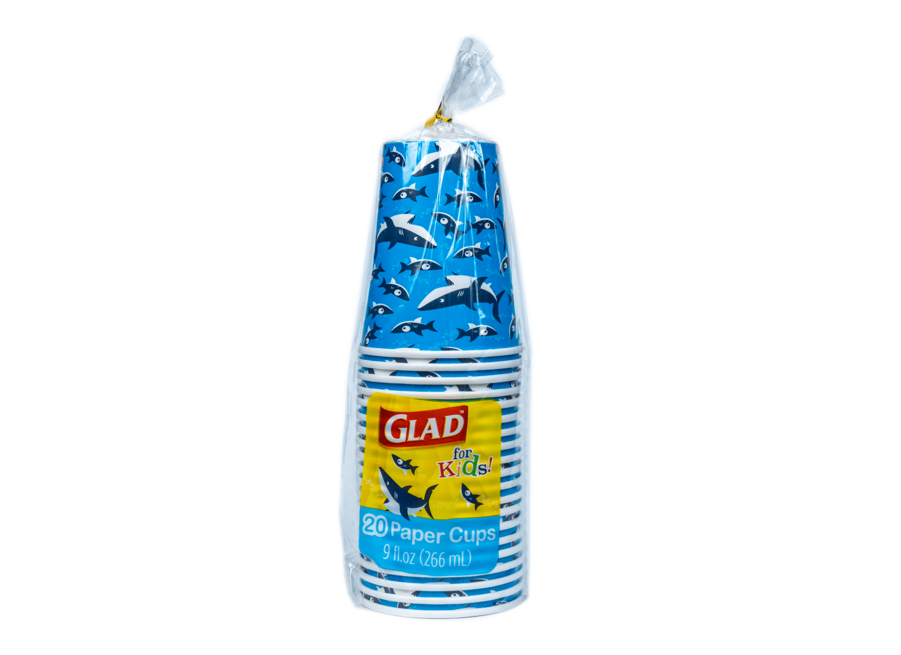Glad For Kids Sharks Design Paper Cups, 9oz, 20 Count