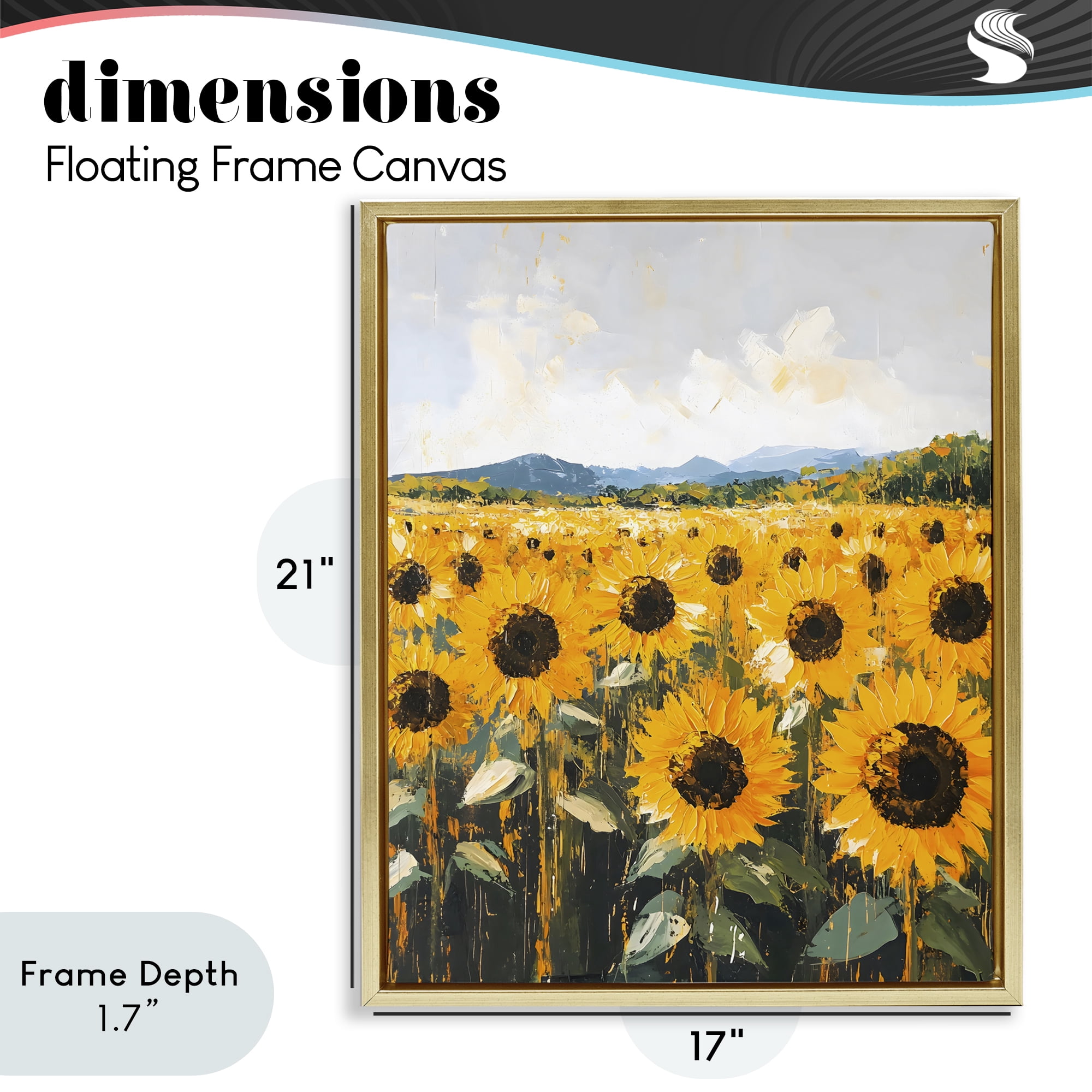 Stupell Industries Beautiful Sunflowers in Field Gold Framed Floater Canvas Wall Art, design by Creative Studio