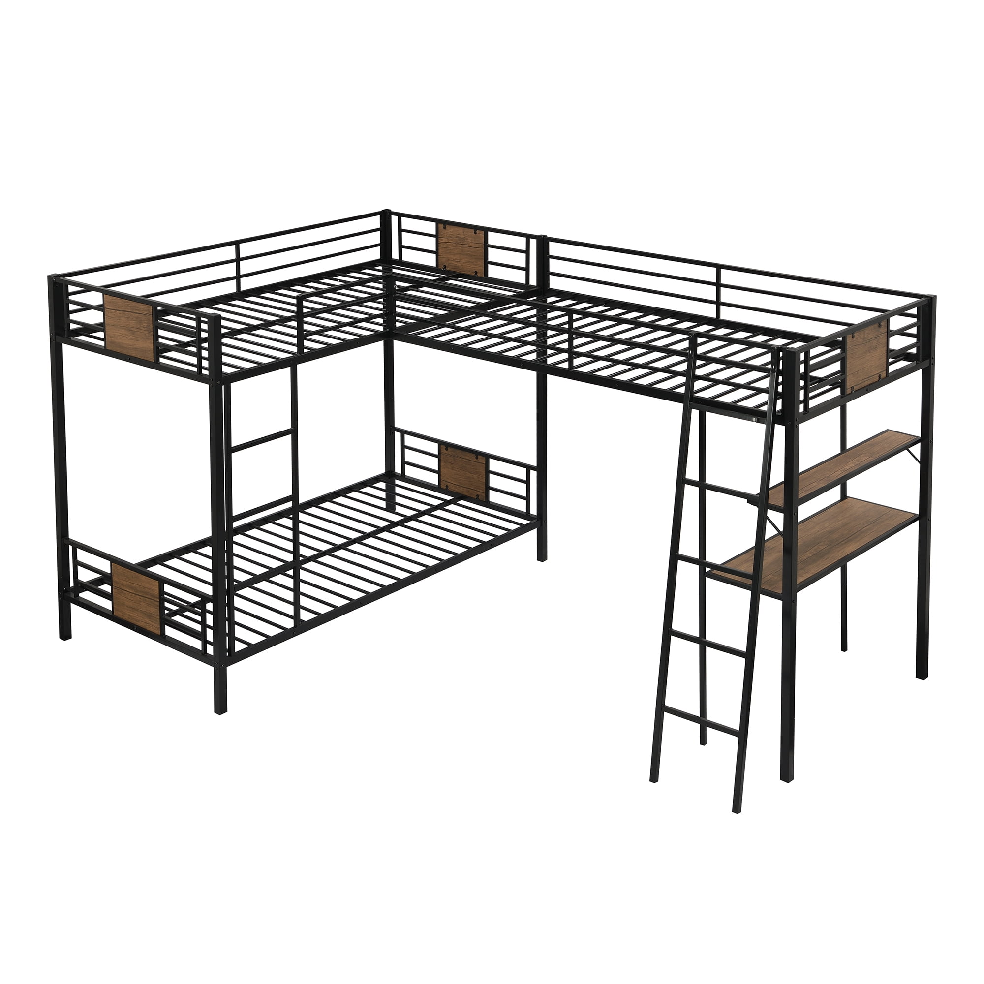 Black metal bunk bed with desk deals