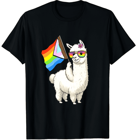 Alpaca Rainbow Flag Progress Pride LGBTQ Unisex T-Shirt