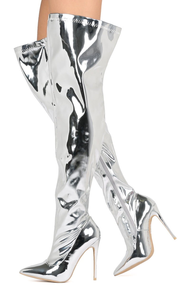 New Women Elegant Collection Kassandra1 Mirror Metallic Thigh High