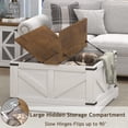 thumbnail image 3 of DreamCurship 31" Farmhouse Coffee Table with Storage, Square Large Center Table, Wood Center Coffee Table with Hidden Compartments for Living Room, White, 3 of 7