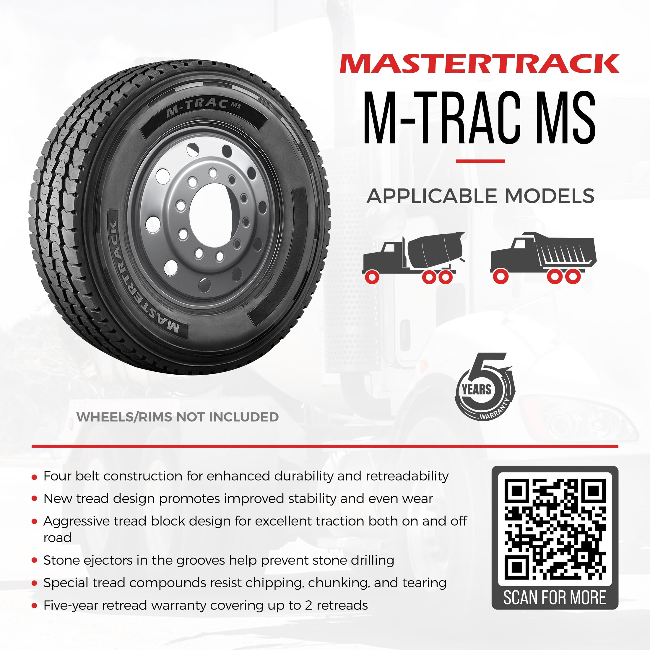 Mastertrack M-TRAC MS Mixed Service Drive 315/80R22.5 157/154K 20 Ply Commercial Tires 315/80/22.5 (No Rim)