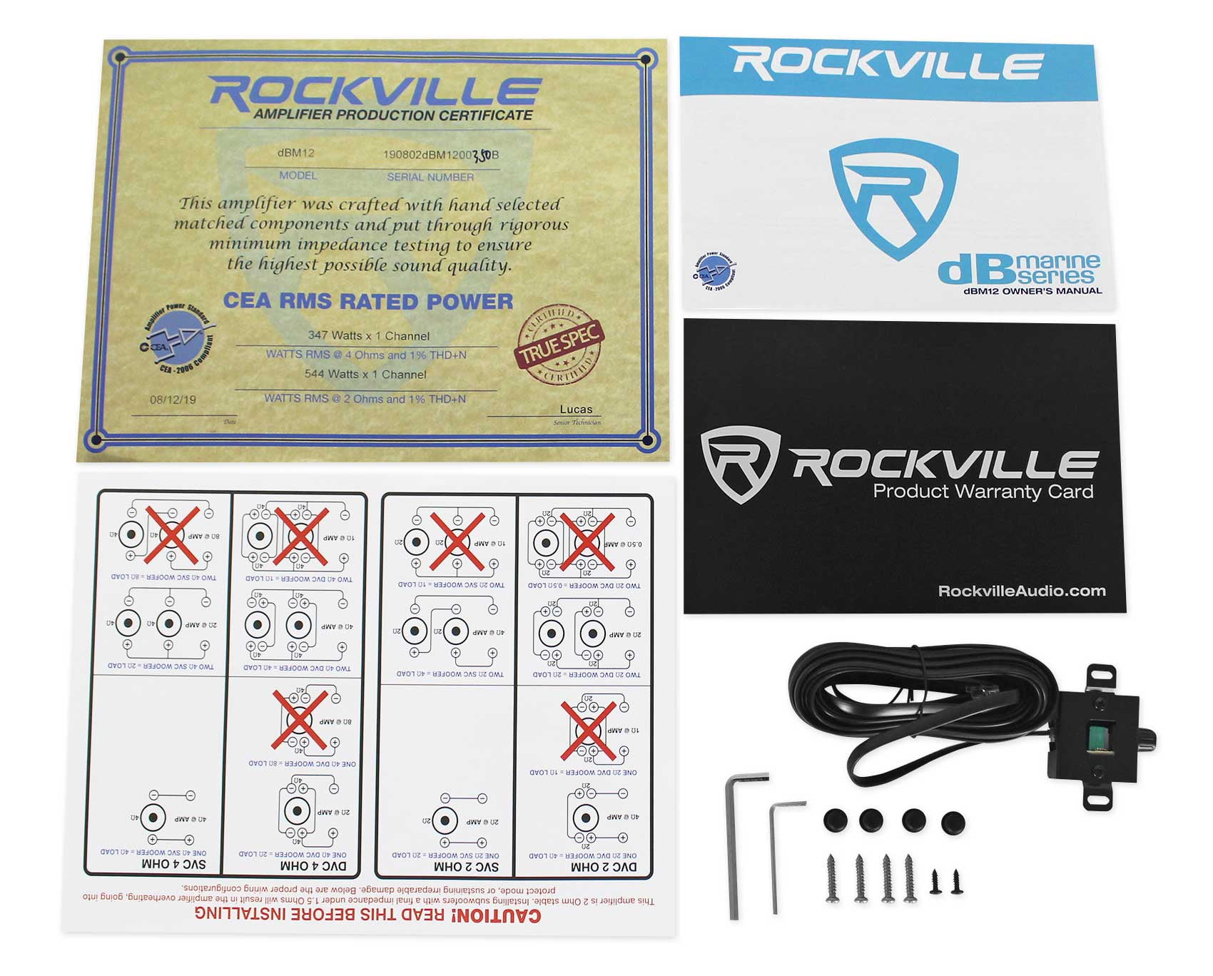 Rockville DBM12 2000w 2 Ohm Marine/Boat Mono Amplifier Amp w/Covers+Bass Remote