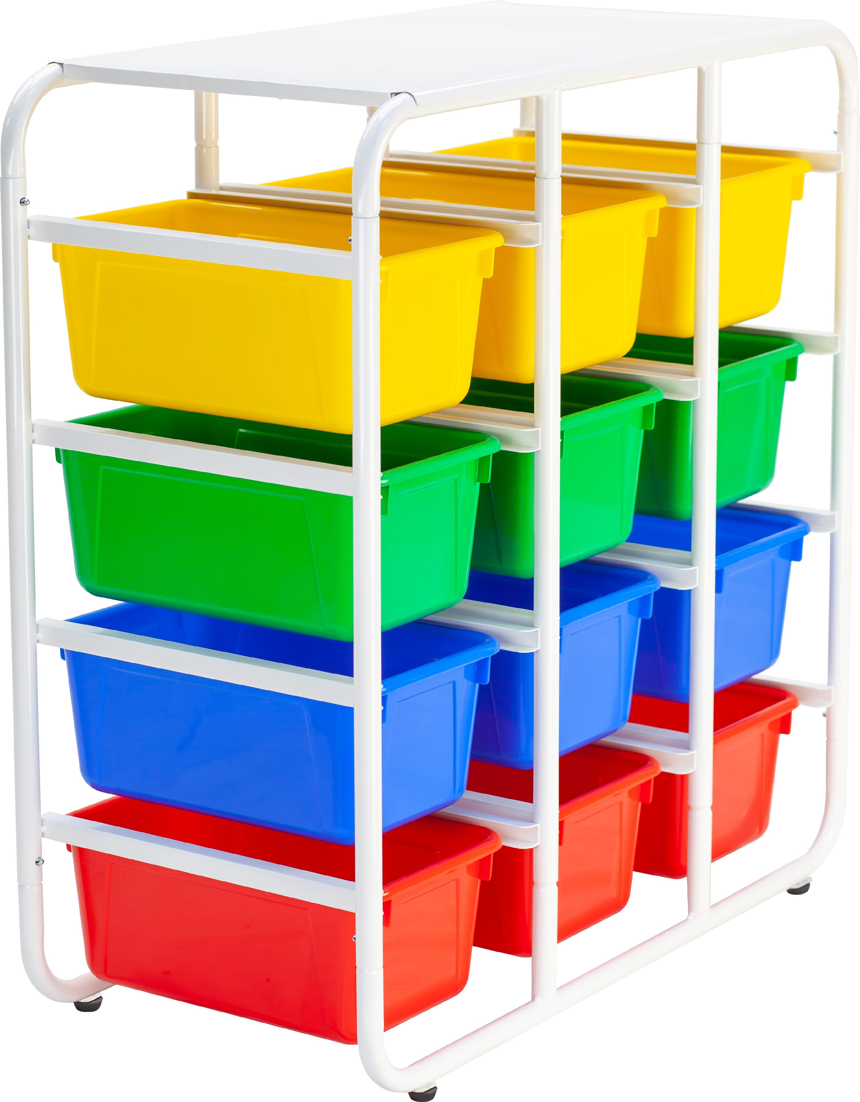 Storex Storage Rack with 12 Cubby Bins, Assorted Colors