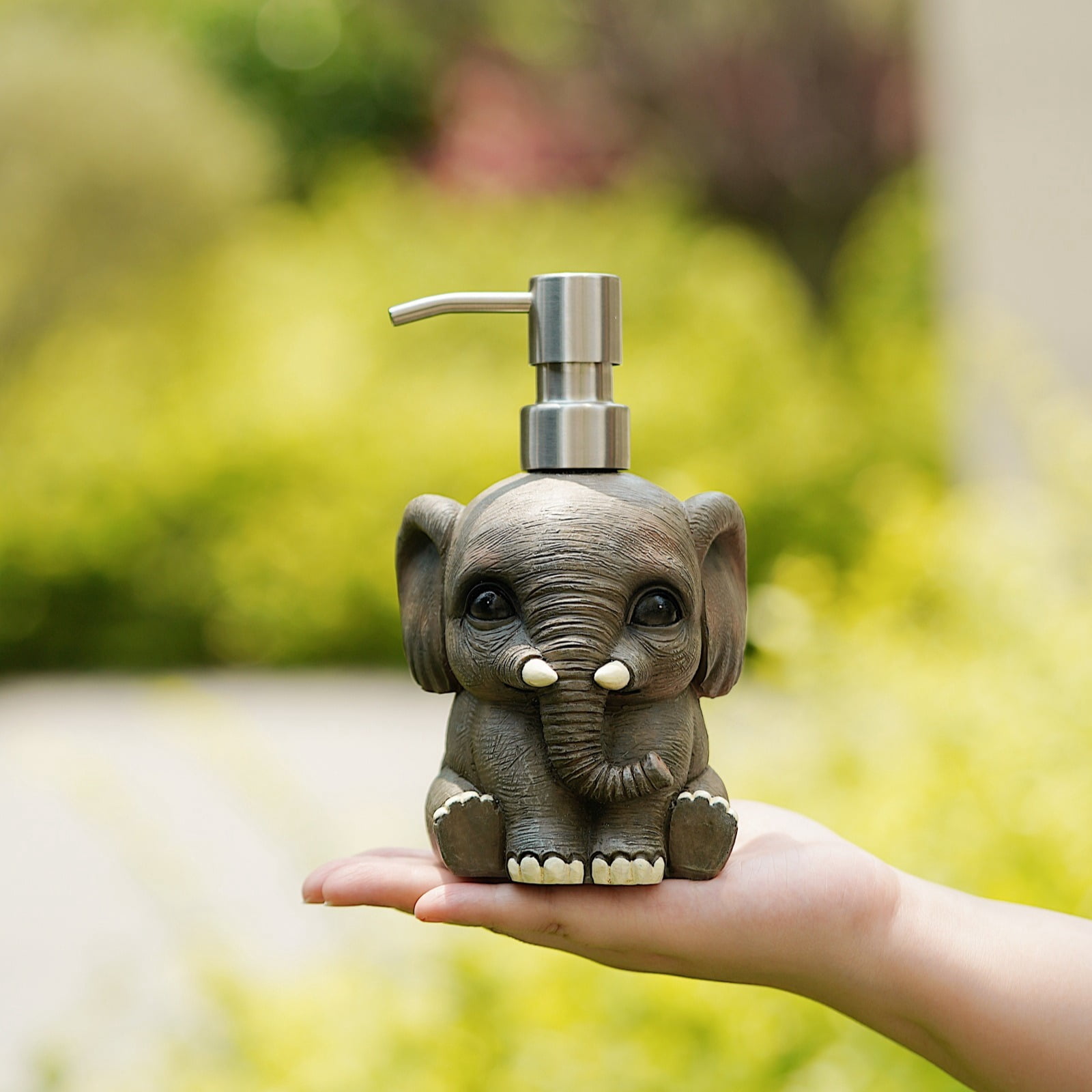 WiMiFar Elephant Gray Resin Soap Dispenser for Bathroom