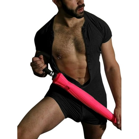 

INCERUN Men s Short Sleeve Bib Shorts Jumpsuit Comfy Skinny Button Leotard Pajamas Rompers