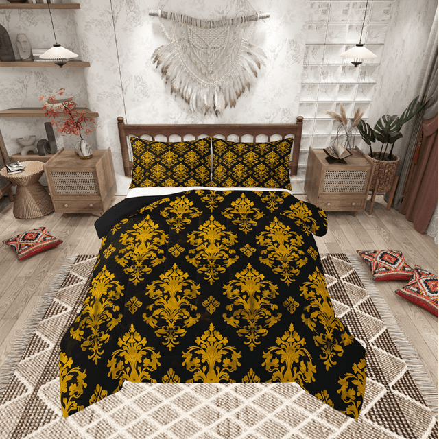 Erosebridal Bohemian Mandala Comforter Sets Queen Size,Victorian Paisley Bedding Queen Comforter Set,Microfiber Reversible Bedding Sets Queen with Comforter,Boho Room Decorative,3 Pieces