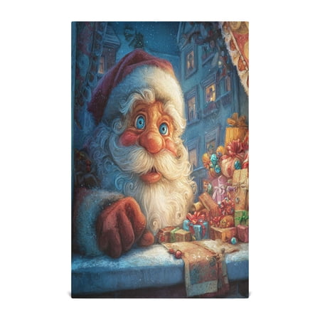 Qxltty Anime Santa Claus Kitchen Towels 28 x 18 Inch Soft Cotton Linen Feel Dish Towels with Hanging Loop for Drying Cleaning & Decor